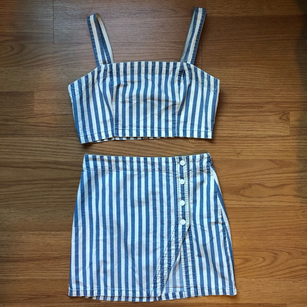 Forever 21 Striped Top & Skirt Set